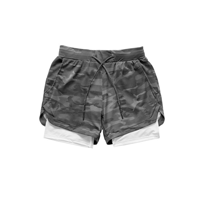 2021 Camo Running Shorts Men 2 In 1 Double-deck Quick Dry GYM Sport Shorts Fitness Jogging Workout Shorts Men Sports Short Pants