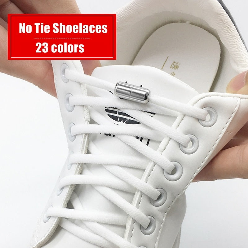 弹性免系带鞋带半圆形鞋带适用于儿童和成人运动鞋鞋带快速懒人金属锁鞋带鞋带