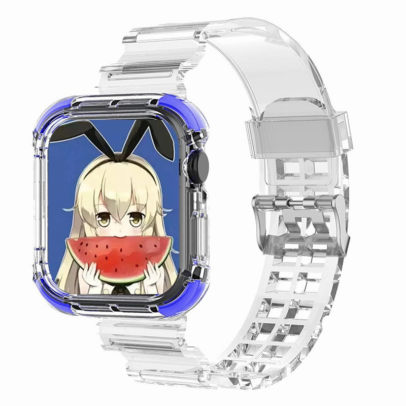 适用于 Apple Watch 表带系列 6 1 2 3 4 5 硅胶透明运动表带适用于 Iwatch 5 4 表带 38 毫米 40 毫米 42 毫米 44 毫米腕带