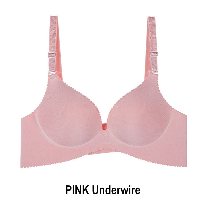 Sexy Deep U Cup Bras For Women Push Up Lingerie Seamless Bra Bralette Backless Bras Intimates Underwear Hot - Style 1 Pink