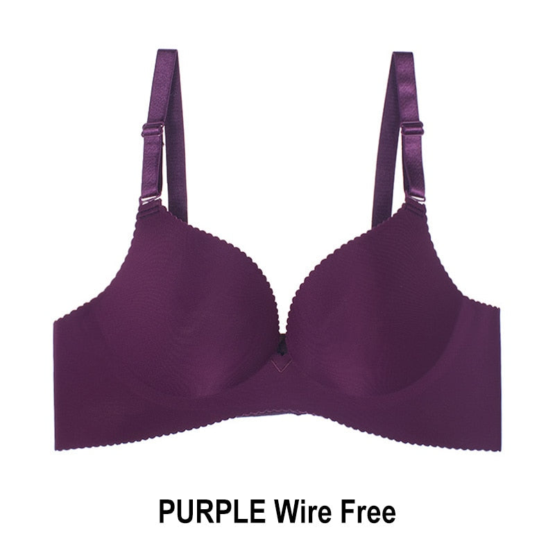 Sexy Deep U Cup Bras For Women Push Up Lingerie Seamless Bra Bralette Backless Bras Intimates Underwear Hot - Style 1 Purple