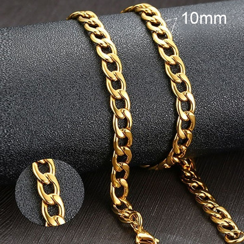 Vnox Men&#39;s Cuban Link Chain Necklace Stainless Steel Gold Black Color Male Choker colar Jewelry Gifts for Him