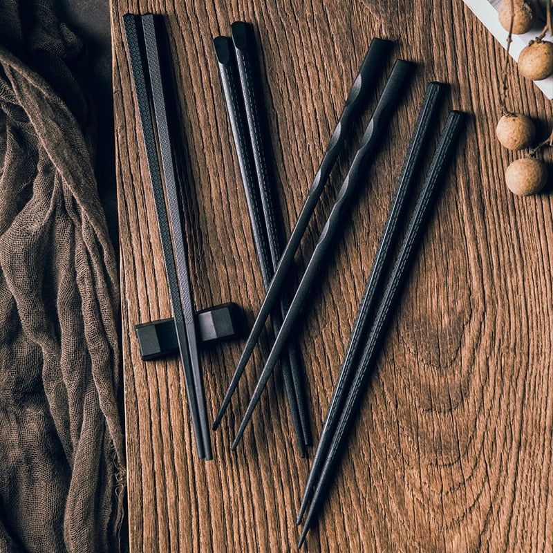 2双装中式创意合金筷子日式尖头筷子餐具防滑家用筷子
