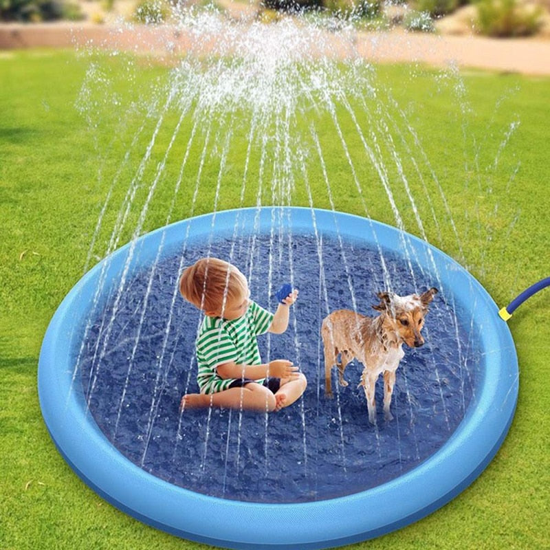 170*170cm Pet Sprinkler Pad Play Cooling Mat Swimming Pool Inflatable Water Spray Pad Mat Tub Summer Cool Dog Bathtub for Dogs