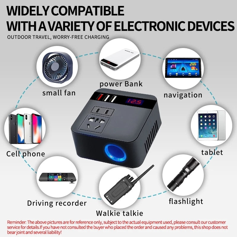 150W Car Power Inverter 12V to 220V and 110V Digital Voltage Transformer Power Converter Modified Sine Wave Universal Socket