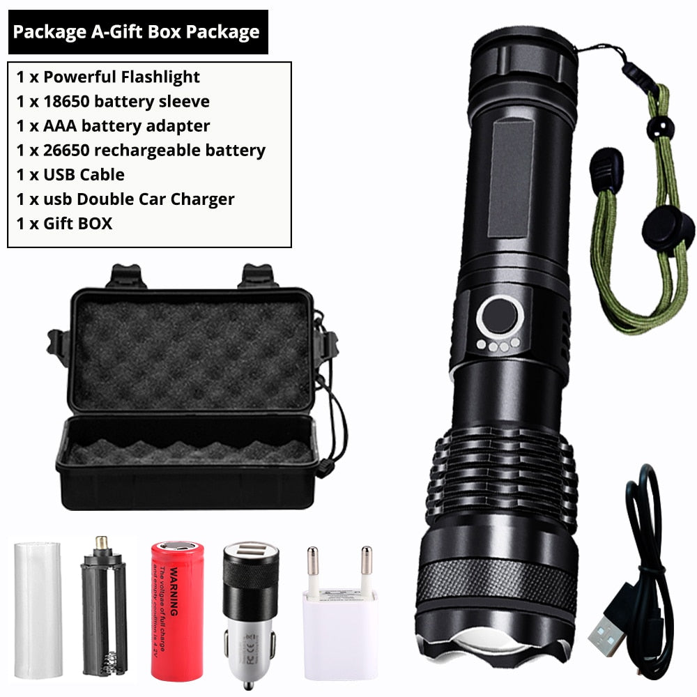 Most Powerful xhp50 LED Flashlight usb Rechargeable 18650 Zoom Aluminum Alloy led torch Best Camping, Outdoor &amp; Emergency use