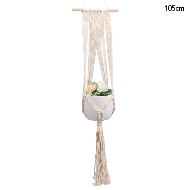 Macrame Handmade Plant Hanger Baskets Flower Pots Holder Balcony Hanging Decoration Knotted Lifting Rope Home Garden Supplies