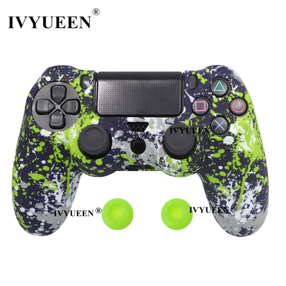 IVYUEEN 25 Colors Silicone Camo Protective Skin Case For Sony Dualshock 4 PS4 DS4 Pro Slim Controller Thumb Grips Joystick Caps