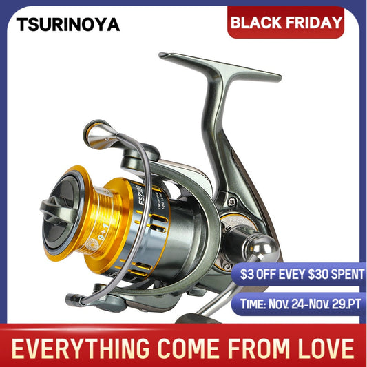 TSURINOYA Long Casting Spinning Fishing Reel FS 2000 3000 5.2:1 7kg Drag Power Univesal Freshwater Pike Bass Light Fishing Wheel
