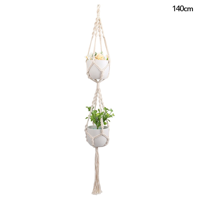 Macrame Handmade Plant Hanger Baskets Flower Pots Holder Balcony Hanging Decoration Knotted Lifting Rope Home Garden Supplies