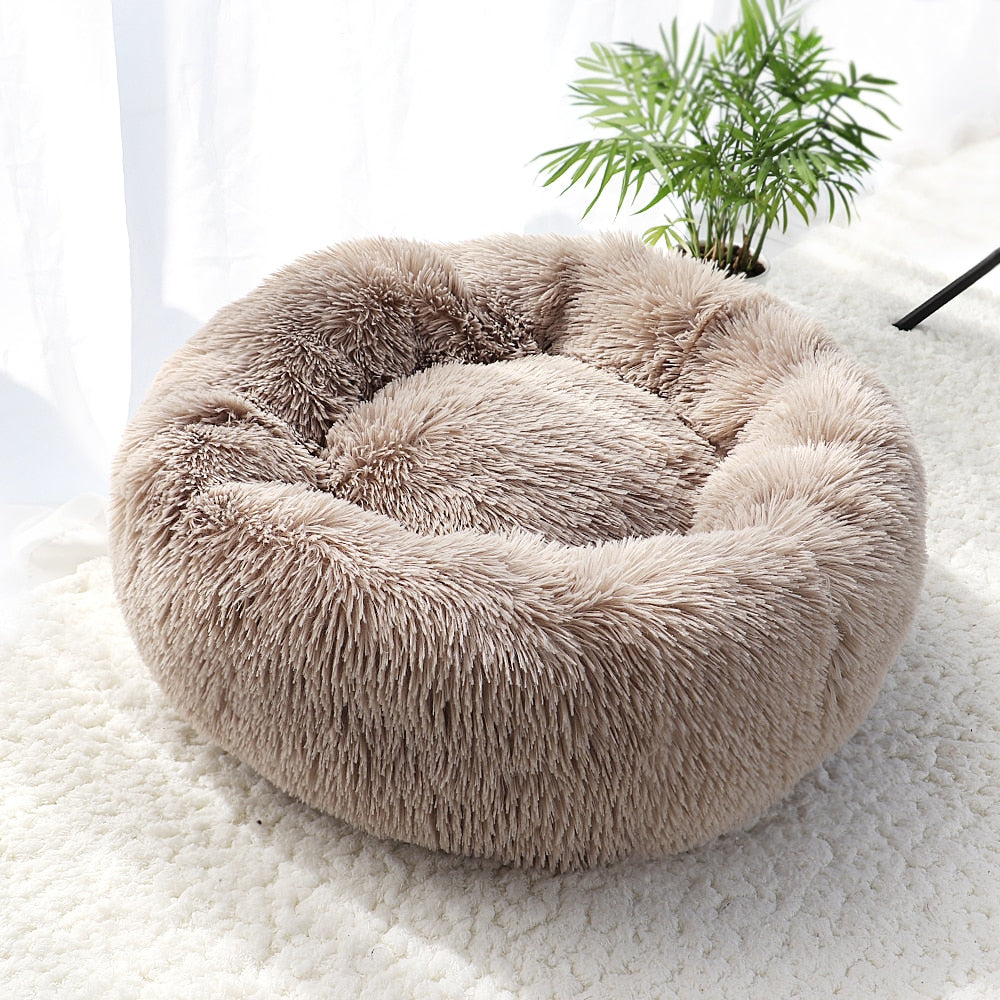 Pet Dog Bed Warm Fleece Round Dog Kennel House Long Plush Winter Pets Dog Beds For Medium Large Dogs Cats Soft Sofa Cushion Mats