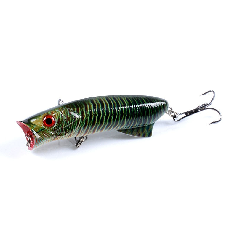 1pc Floathing Lure Topwater 3D Printed Popper Fishing Lure 7.8cm 11.5g Hard Bait Plastic Fishing Tackle Crankbait 7 Colors