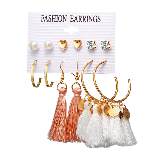 17KM Tassel Acrylic Earrings For Women Bohemian Earrings Set Big Geometric Drop Earring 2019 Brincos Female DIY Fashion Jewelry