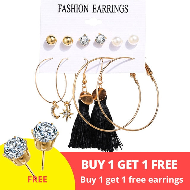 17KM Tassel Acrylic Earrings For Women Bohemian Earrings Set Big Geometric Drop Earring 2019 Brincos Female DIY Fashion Jewelry