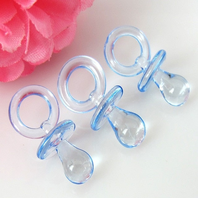 50pcs Small Diamond Cut Pacifiers Bead Baby Shower Favors Blue Pink For Party Table Game Decorations 11 x 23mm