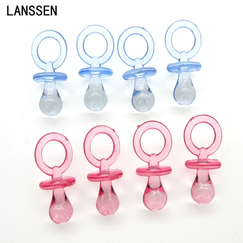 50pcs Small Diamond Cut Pacifiers Bead Baby Shower Favors Blue Pink For Party Table Game Decorations 11 x 23mm