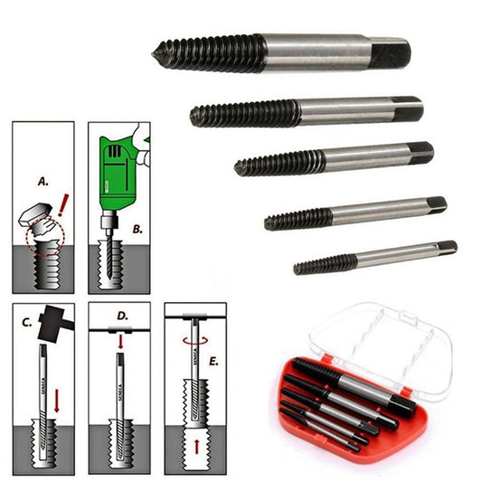 5PCS Screw Extractor Drill Bits Guide Broken Damaged Bolt Remover Car-styling Storage Box Car repair tools