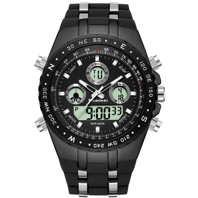 Readeel Top Brand Sport Quartz Wrist Watch Men Military Waterproof Watches LED Digital Watches Men Quartz Wristwatch Clock Male