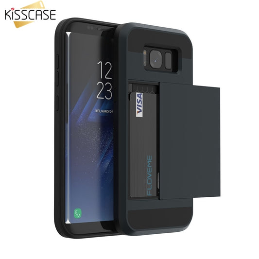 KISSCASE 手机壳适用于三星 Galaxy A3 A5 A7 J3 J5 J7 2016 2017 卡槽手机壳适用于三星 S8 S9 Plus S5 S6 S7 Note 9 8 保护套
