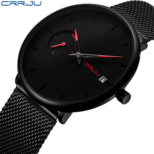 Crrju Sports Date Mens Watches Top Brand Luxury Waterproof Sport Watch Men Ultra Thin Dial Quartz Watch Casual Relogio Masculino