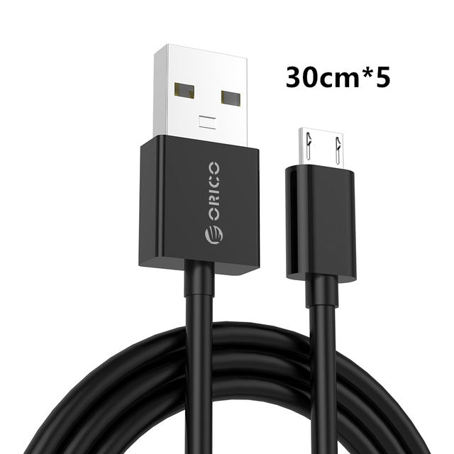 ORICO Micro USB 2.0 充电数据 USB 线 智能手机充电线 30cm*5 - 黑色/白色 适用于 redmi k20 pro